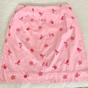 Lilly Pulitzer Pink Cherry Skirt with embroidered cherries & flowers